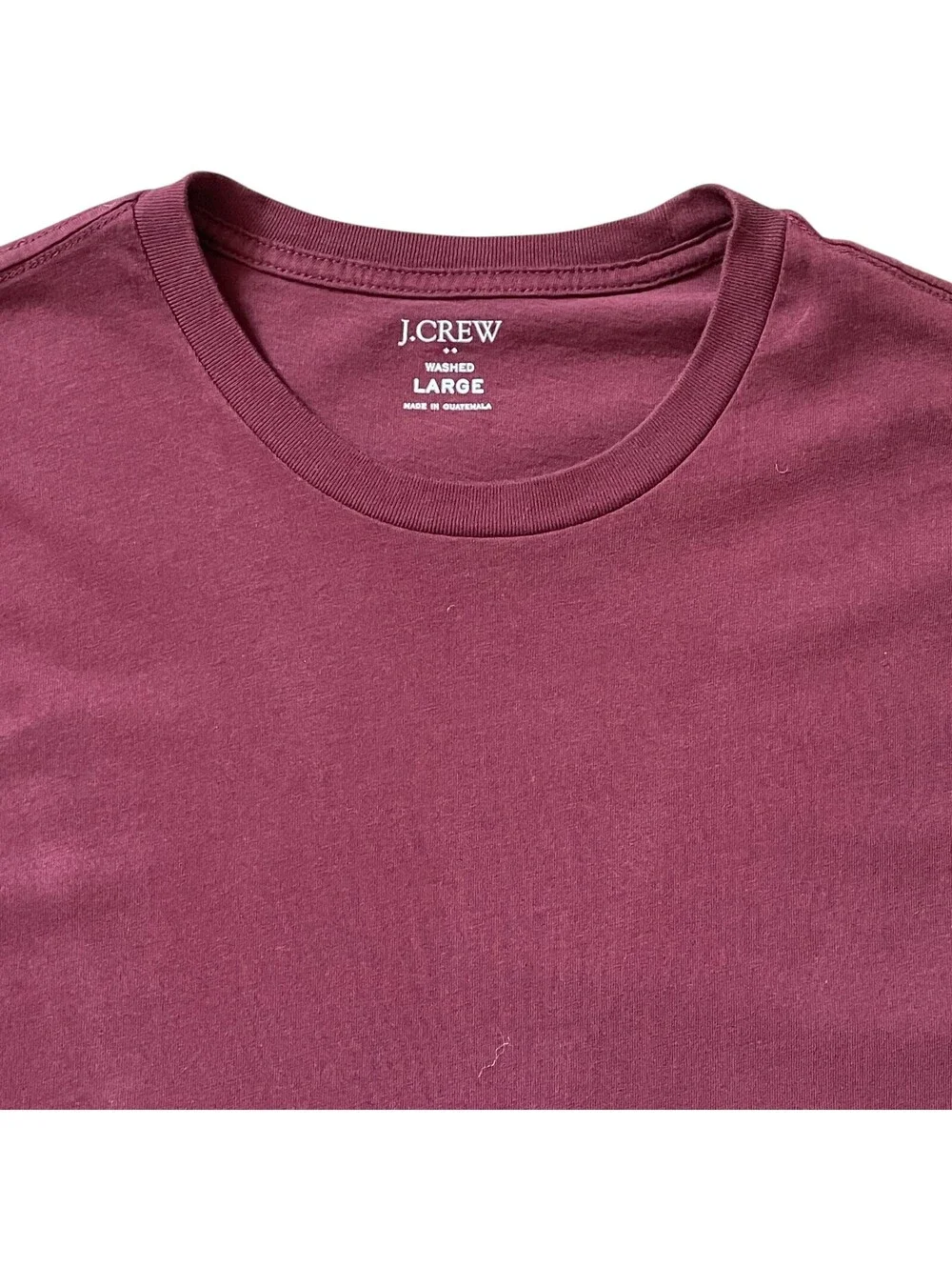 J.CREW Mens Maroon Washed LS T-Shirt Crew Neck 100% Cotton